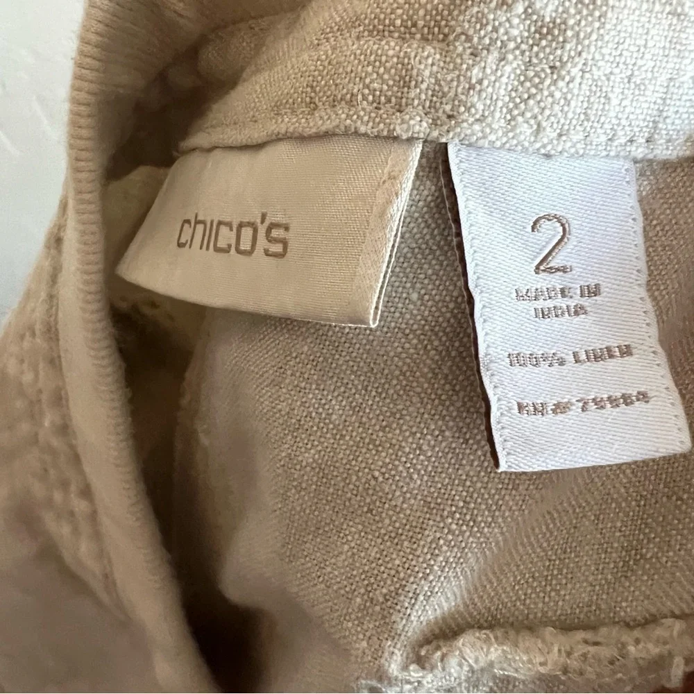 Chicos Linen High Rise Crop Cuffed Capris - Picture 8 of 9
